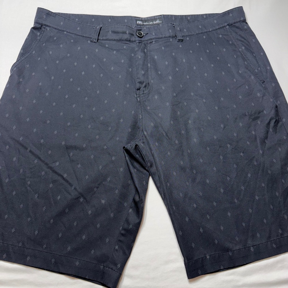 Travis Mathew Mens Black Geometric Print Golf Shorts Performance Stretch Size 42